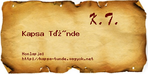 Kapsa Tünde névjegykártya